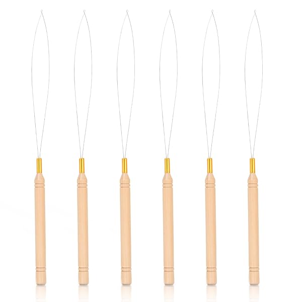 Vlasy 6PCS Hair Extension Tools Loop Needle Threader Hair Beader Tool