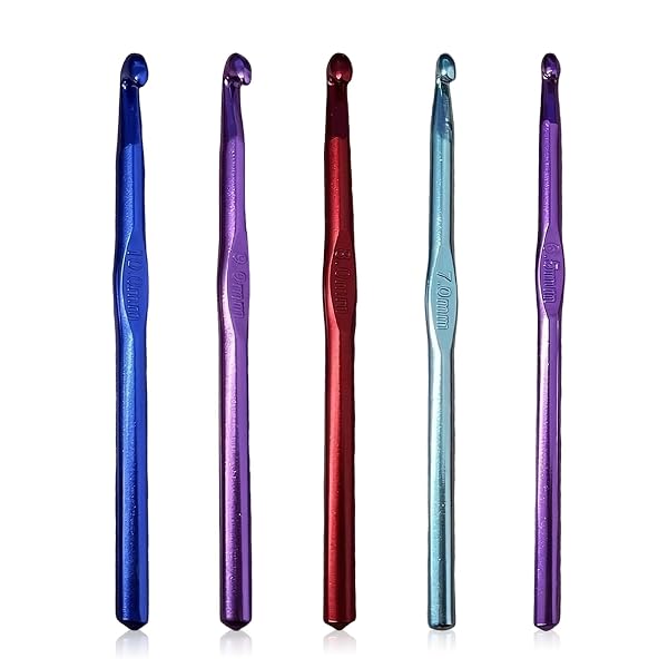 Vlasy 5PCS Crochet Hooks Colorful Metal Knitting Needles for Crocheting Yarn Craft