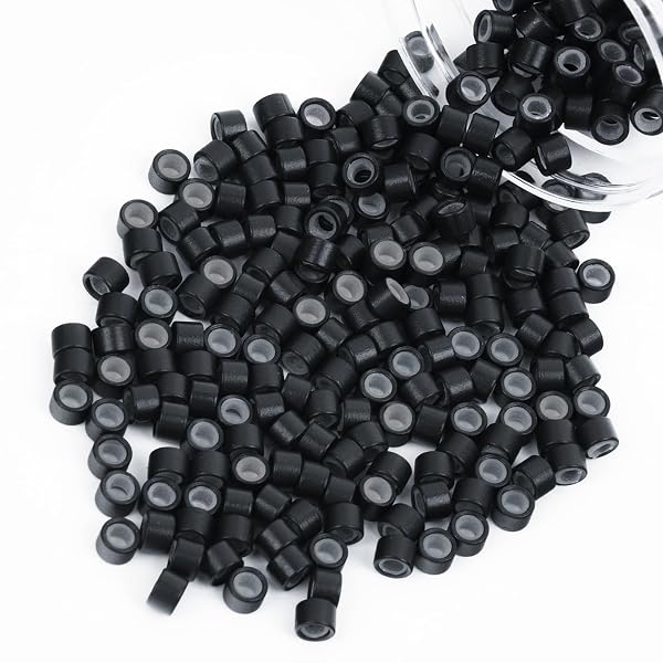 Vlasy 4mm Silicone Lined Hair Extension Beads, 200Pcs Black