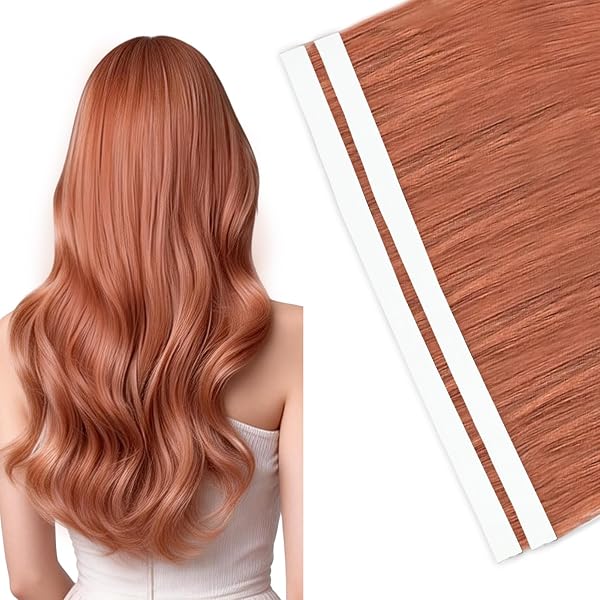 Vlasy Human Hair Tape-In Weft Hair Extensions Light Copper 16 Inch 2 Pcs